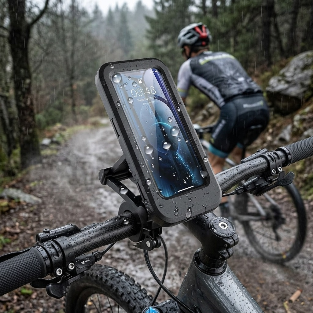 Waterproof Handlebar Phone Holder with Touch Screen Access- 360° Rotation
