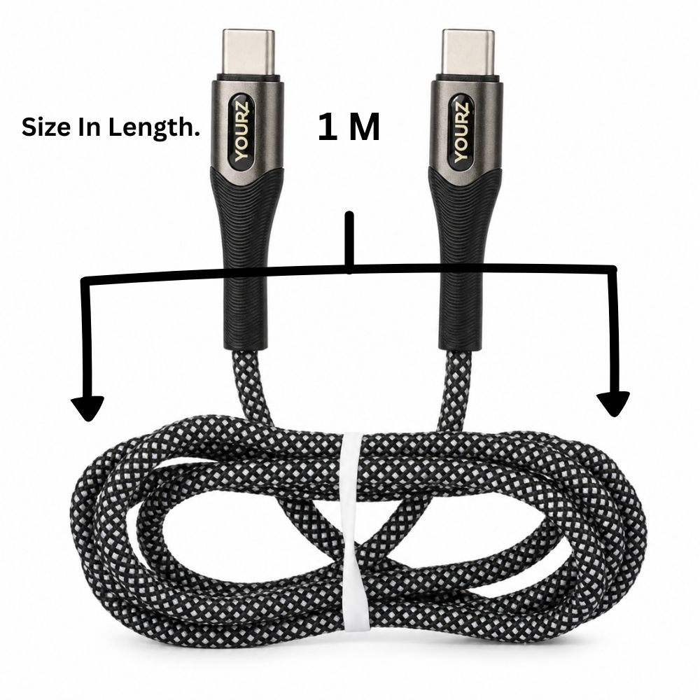 Yourz 100W 5A Usb - C To Usb - C Braided Fast Charging Cable – Black (1M)