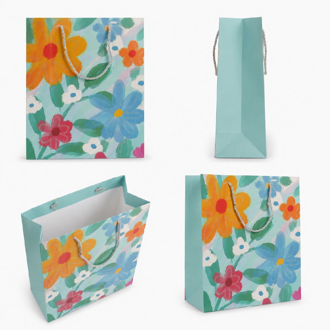 Elegant Floral Art Premium Paper Gift Bag – 32Cm