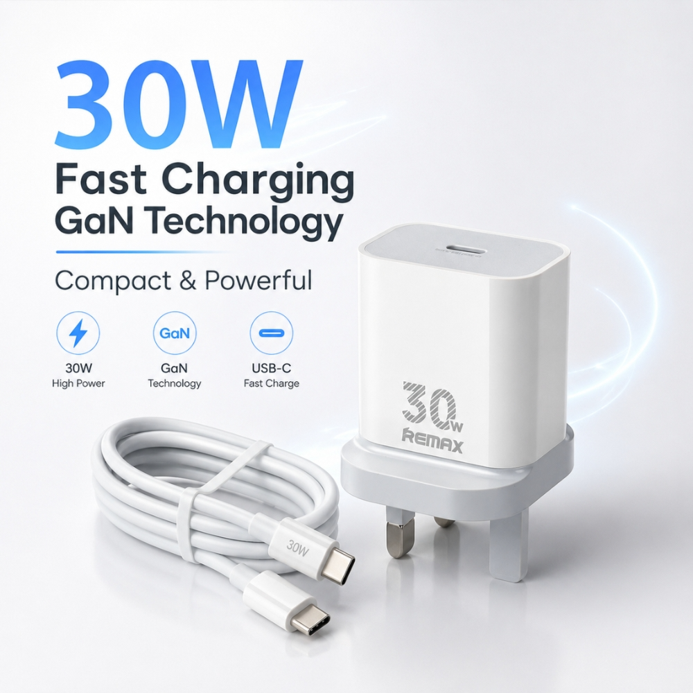 Remax RP-U71 30W GaN Type-C Charger with Cable - White