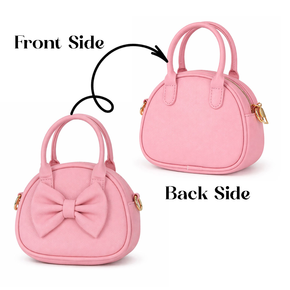 Girls Elegant Bow Handbag With Detachable Crossbody Strap