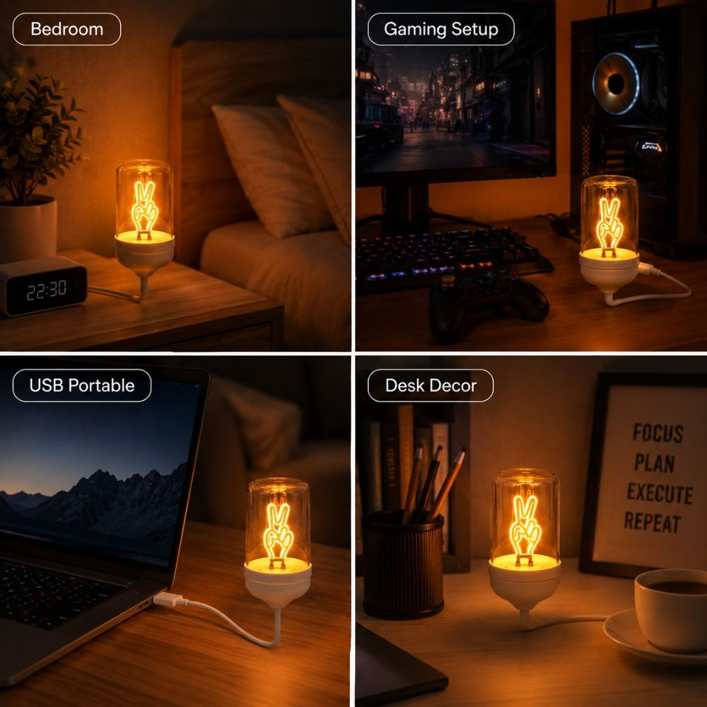Whimsical Usb Powered Led Neon Night With Peace Sign Design  (20 X 5Cm)