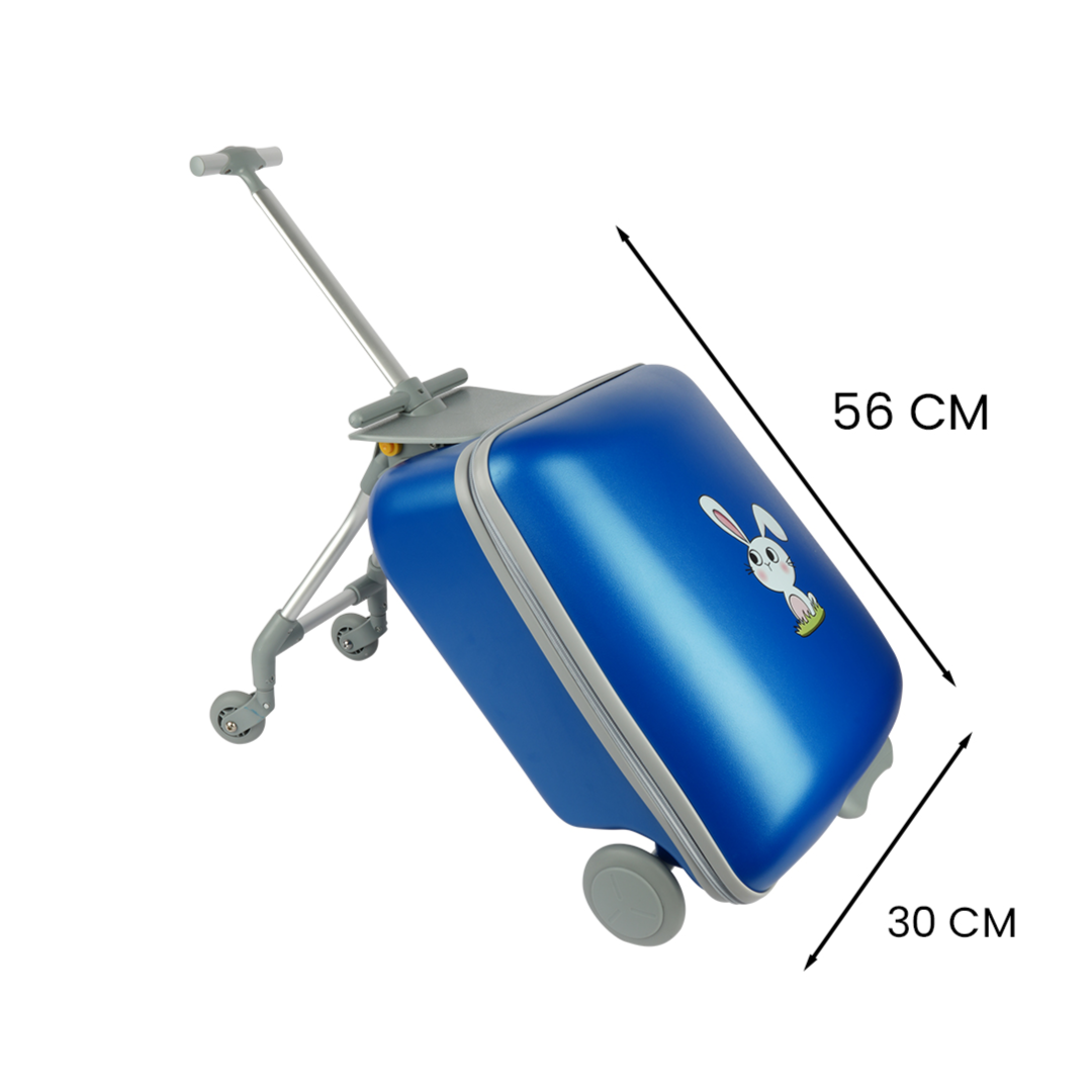 Seatable Rolling Luggage for Kids - Lightweight 20-inch Travel Bag |Kids' Scooter Carrier Bag & Travel Suitcase