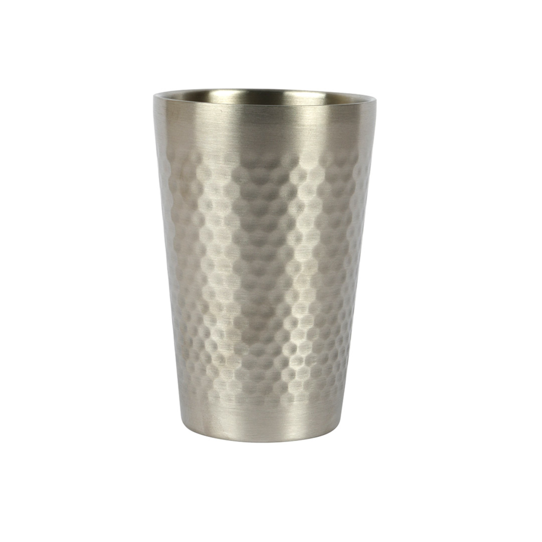 Premium Stainless Steel distinctive hammered texture pattern Drinking Cup – Unbreakable & Reusable Metal Tumbler for Camping & Home (Silver, 500ml)
