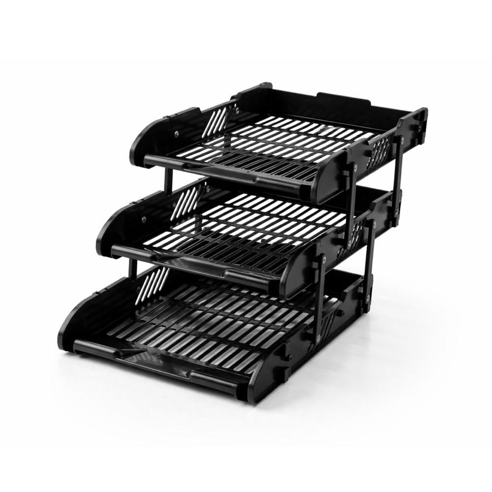 3 Tier Document Storage Organizer Rack – Multi Layer Office Desk File Basket (33cm x 24cm x 22cm)