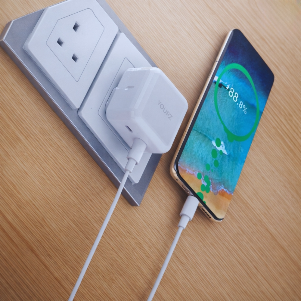 YOURZ 40W Dual Type-C Fast Wall Charger + 1m 60W Type-C Data Cable Set