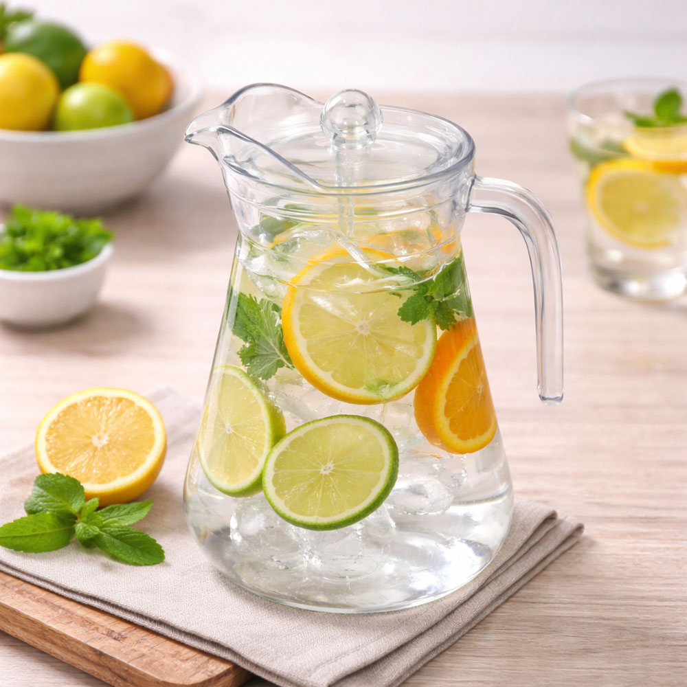 Water Dispenser Jug with Handle & Lid (Transparent)