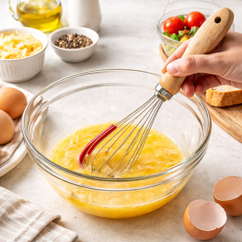 2-Piece Stainless Steel Whisks with Wooden Handles