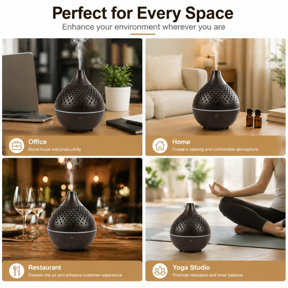 Ultrasonic Wood Grain Aroma Diffuser Air Humidifier