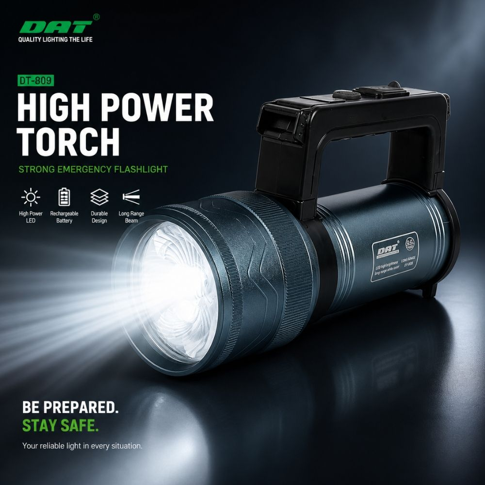 High  Power Rechargeable Led Searchlight  Grey (21Cm)