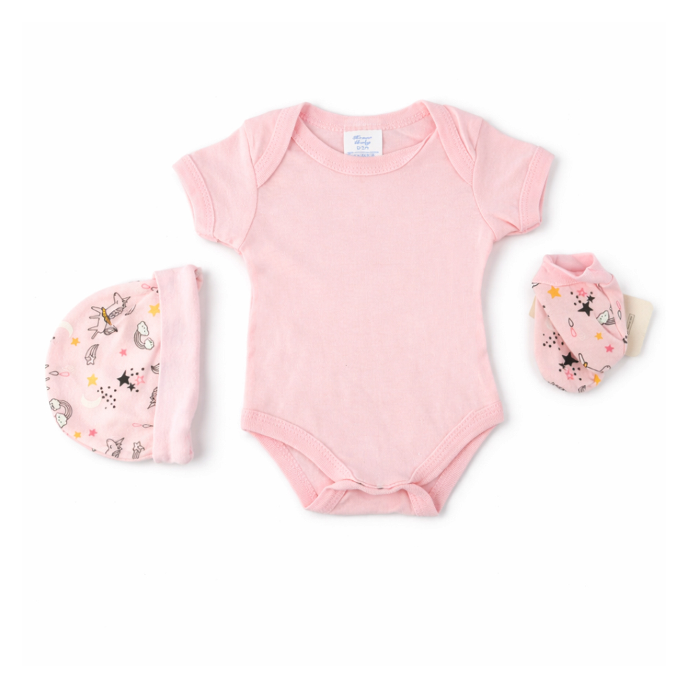 Newborn Baby Girls 5PCS Dress Set – Pure Cotton Soft Outfit (0–3 Months)