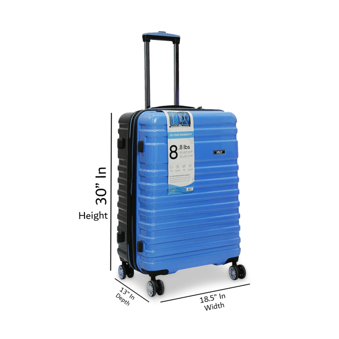 Hard Shell Trolley Suitcase – Blue | Extra-Large Check-In Travel Luggage